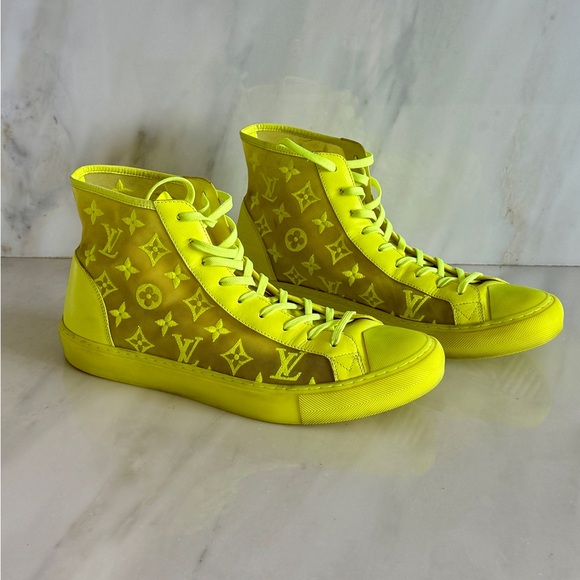 Louis Vuitton Yellow Tattoo Monogram High Tops, Size 10 - Picture 2 of 8